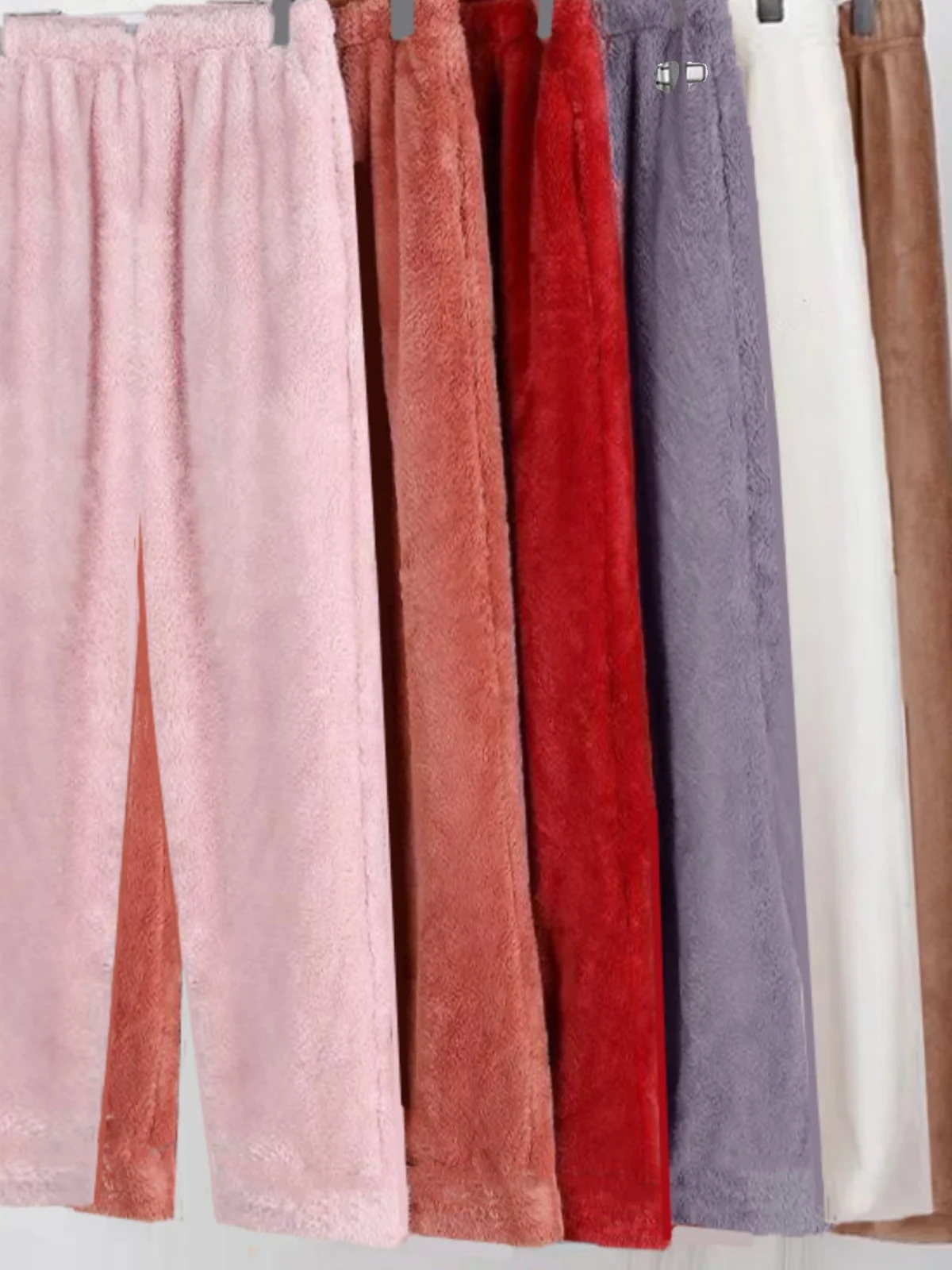 Fce 라인드 코랄 Fce 웜 팬츠 스트레이트 레그 홈웨어 여성 아우터웨어 스포츠웨어 편안한 신축성 높은 허리 긴 바지...