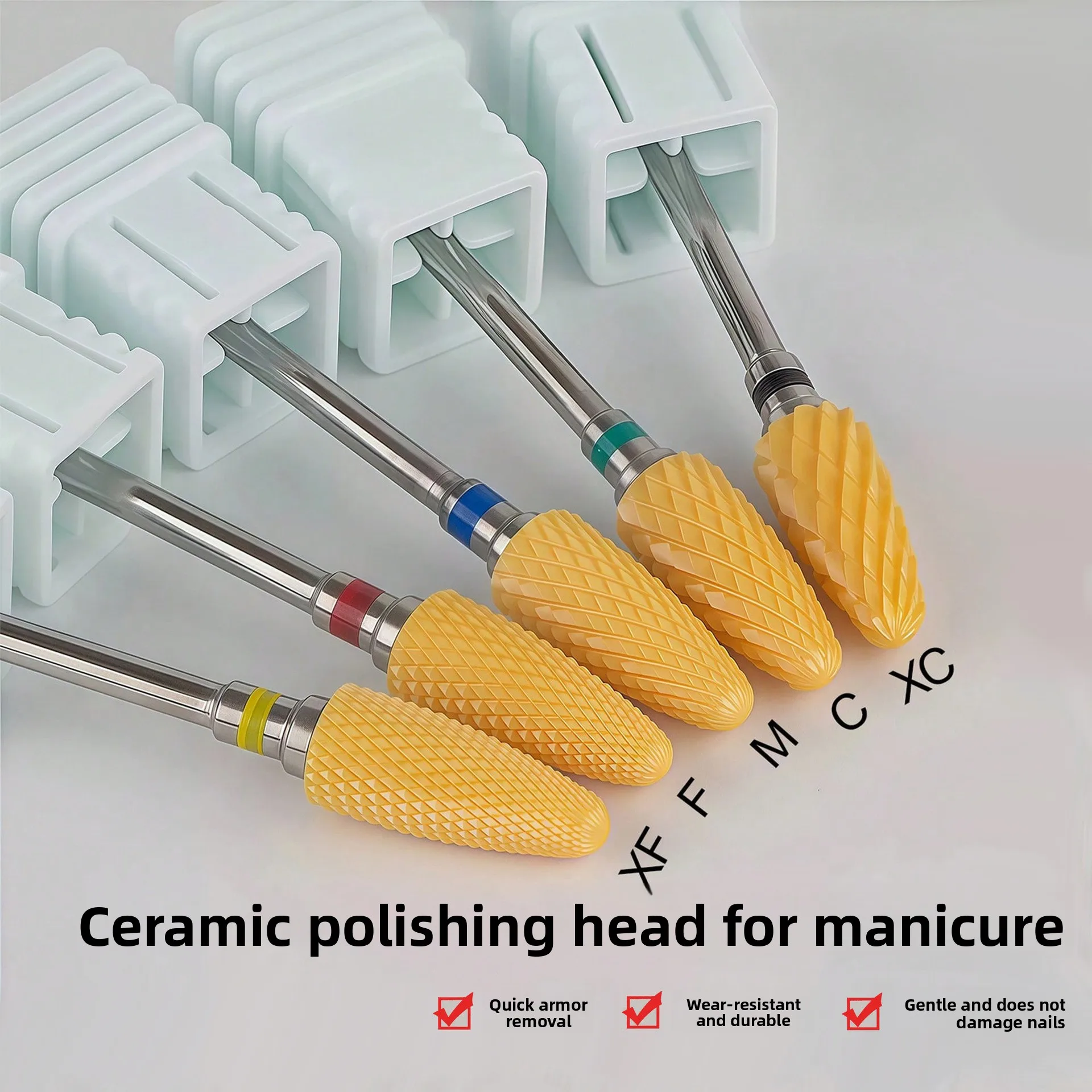 Yellow Nail Art Ceramic Grinding Head Electric Nail Remover Machine Ceramic Corn Bit Drill Nail Glue Polishing Tool