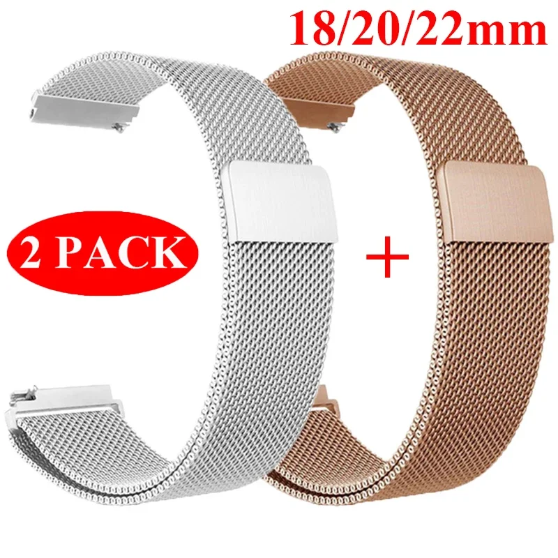 

2 Pack 18mm 20mm 22mm Milanese Strap For Xiaomi Watch S4 S3 S2 S1 Active Pro Mi Watch 2 Pro Color 2 Band Magnetic Loop Bracelet