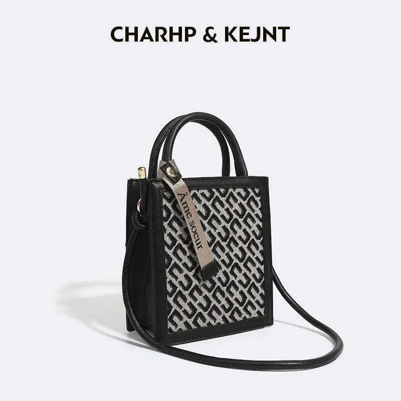 Charhp & Kejnt Genuine 2024 Autumn New Japanese Splicing Thousand Bird Grid Portable Messenger Ladies Luxury Designer Handbag