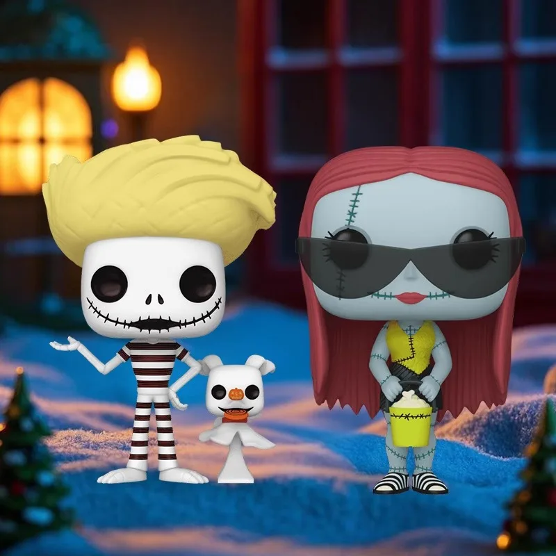 

FUNKO POP 《Кошмар перед Рождеством: Джек и Салли》Аниме Экшн Настольное украшение Орнамент Модель Игрушки Коллекционная модель