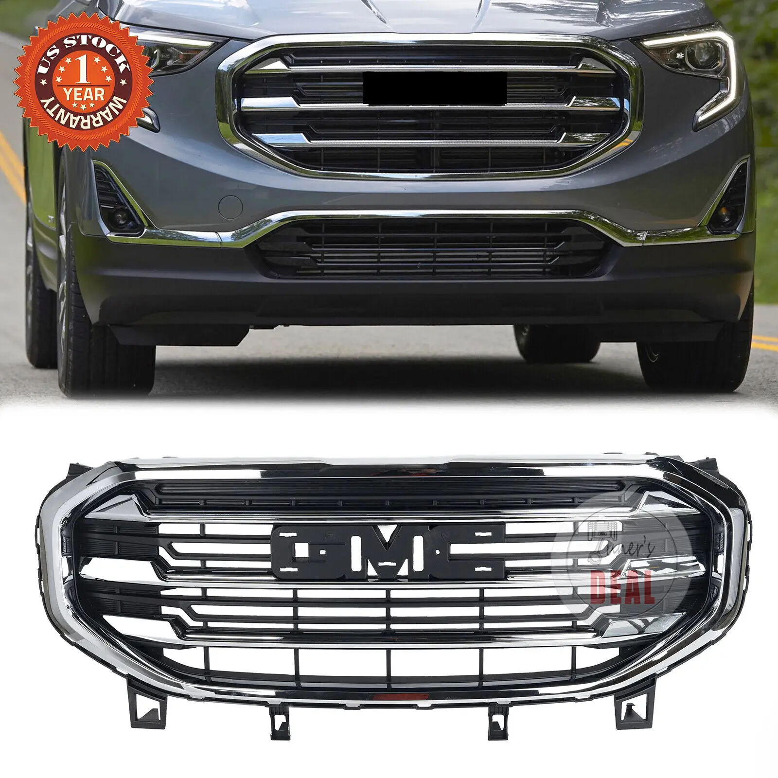 

Front Bumper Grille Mesh ABS Plastic Black Chrome Fits 2018 2019 2020 2021 GMC Terrain 84369022 Car Accessories