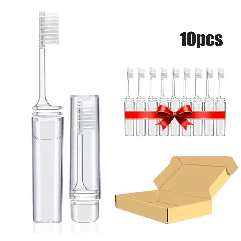 10pcs Travel Folding Toothbrush Portable Clear Collapsible Toothbrushes for Adults Child Hiking, Camping, Traveling, Hotel