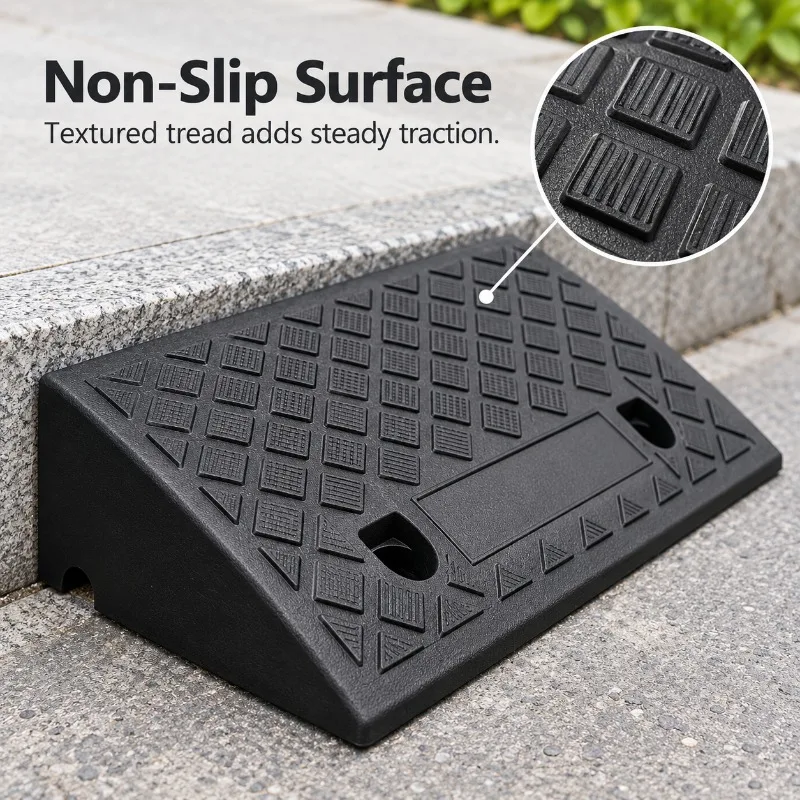 60mm Plastic Kerb Ramp 1-4PCS Non-Slip Threshold Curb Ramp for Cars Bicycles Wheelchairs, Portable Driveway Access Aid Tool