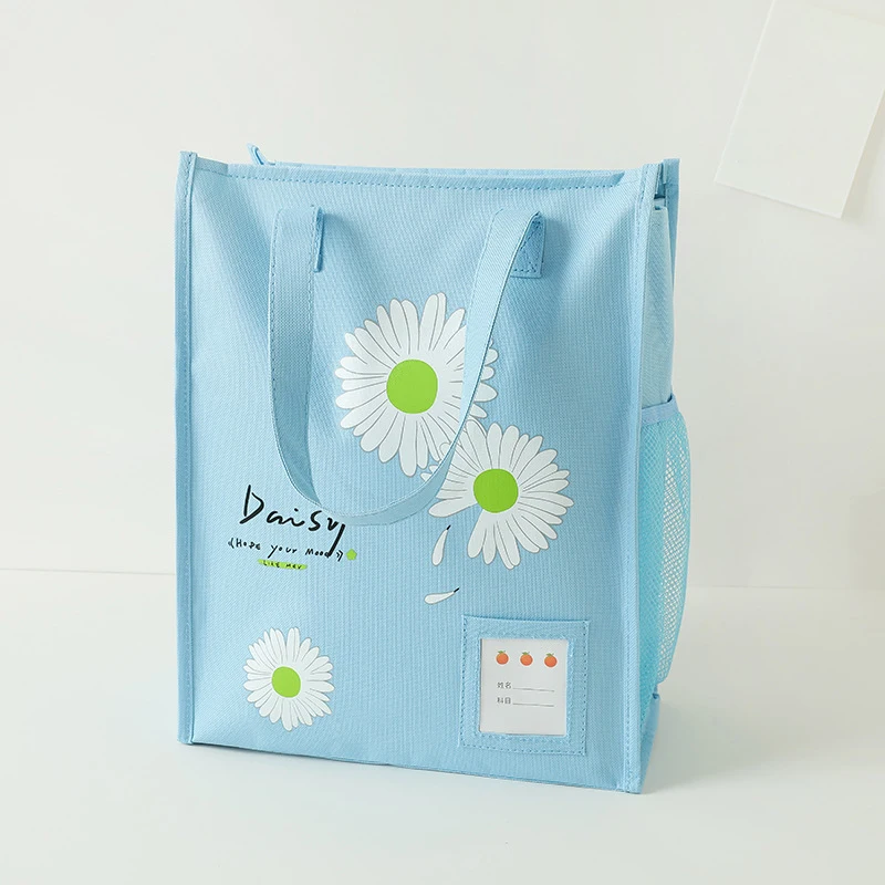 

New cartoon printing student textbook bag cramming bag file bag art bag student storage bag handbag