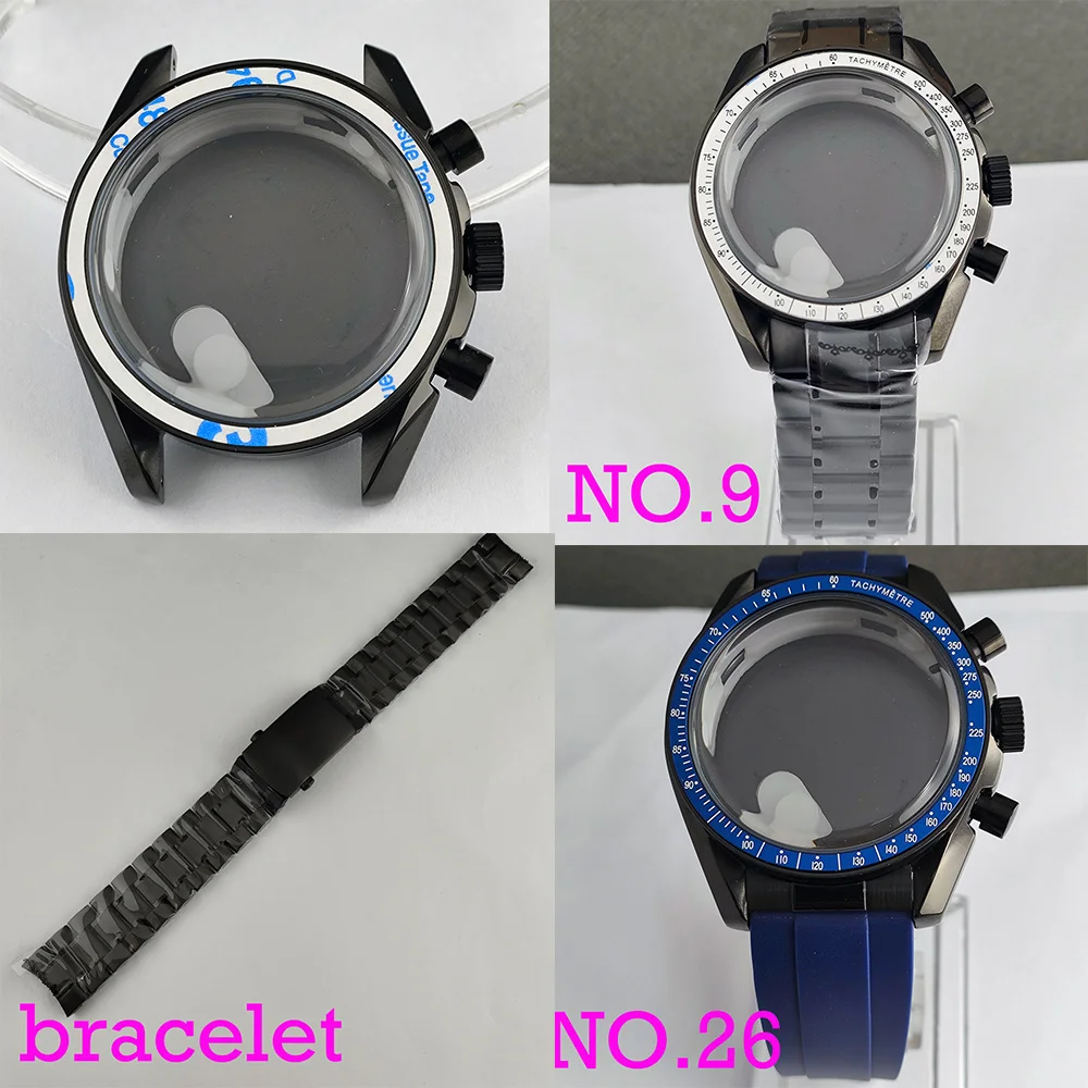 

High quality 39.7mm Men's Watch Stainless steel Black case FIT VK63 Movement Watch fitting for 20mm strap and vk63 case