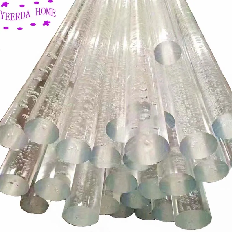 6~40mm Dia Transparent Acrylic Rod with bubbles Acrylic Bubbles Rod Clear Pmma Light guide Plastic Sticks