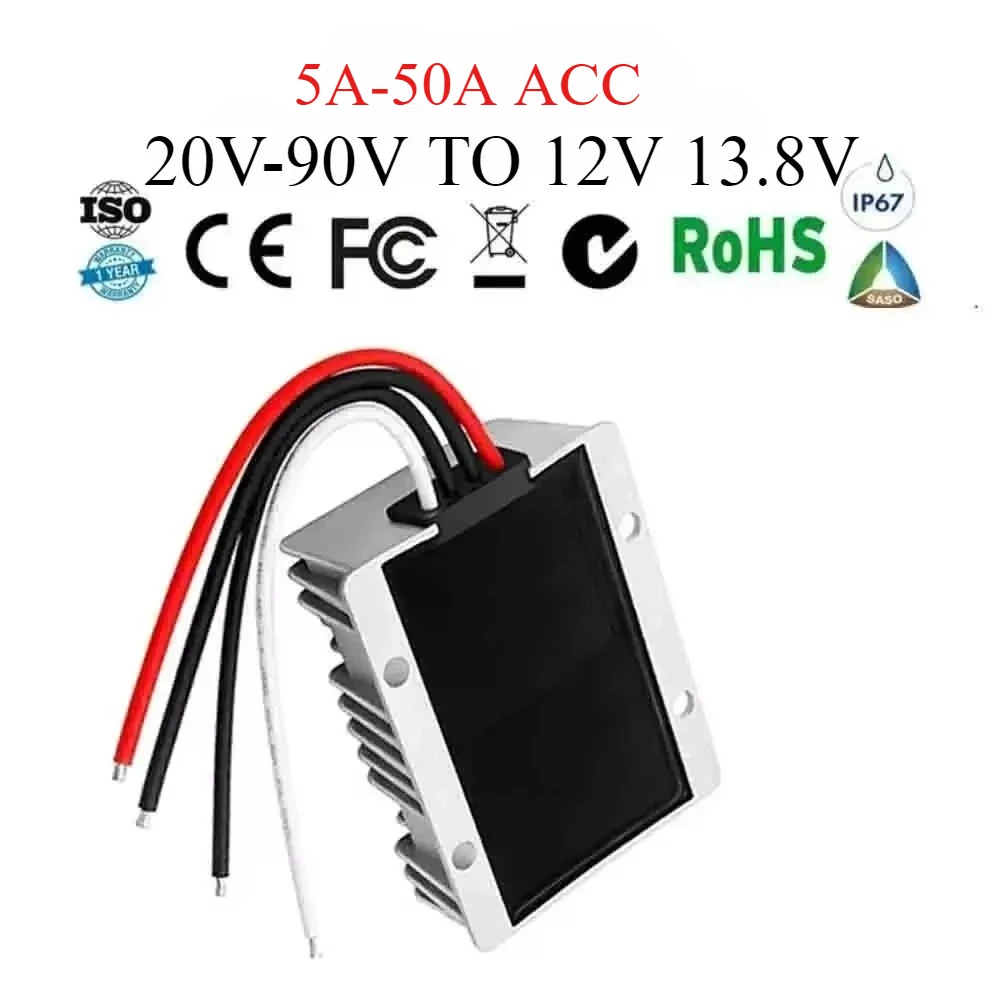 

20V-96V TO 12V 13.8V 10A 48V 60V 72V 80V to 13.8V 5A-50A Step Down Switching Converter Voltage Regulator For Car Device CE RoHS