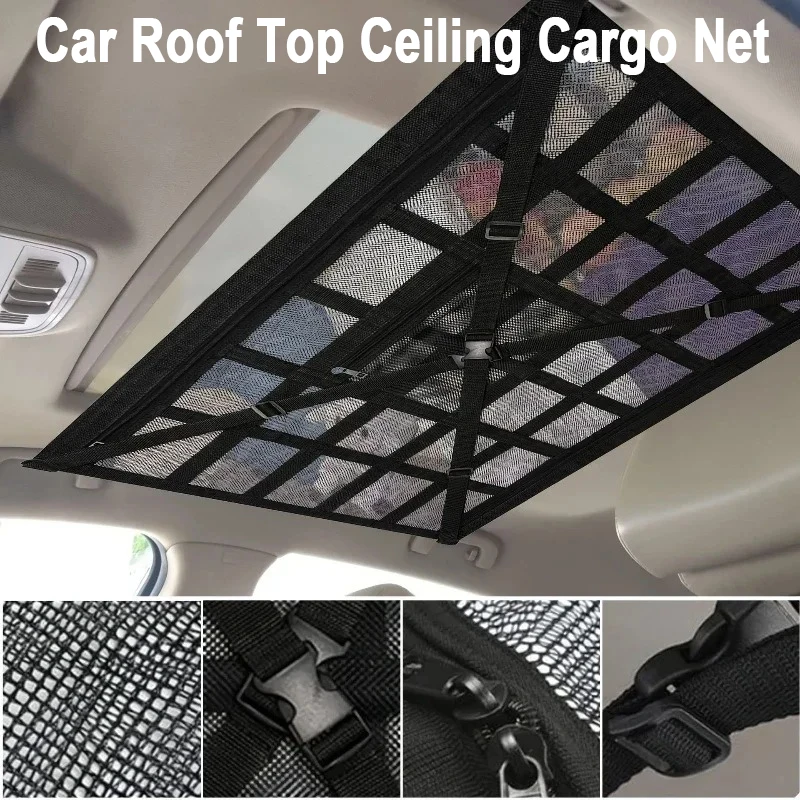 Universal Car Roof Top Ceiling Cargo Net Pocket Mesh For SUV Organizer Bag Stowing Tidying Anti Sagging Luggage Van Camping Cab