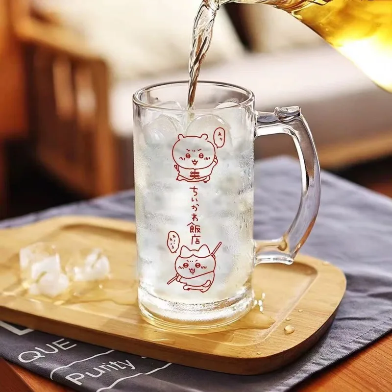 Vaso de Cerveza y Jugo de la Serie Chiikawa Anime China Hotel, de Vidrio Grueso, con Diseño de Hachiware Usagi, Adornos Kawaii, Artículo Lindo 2026