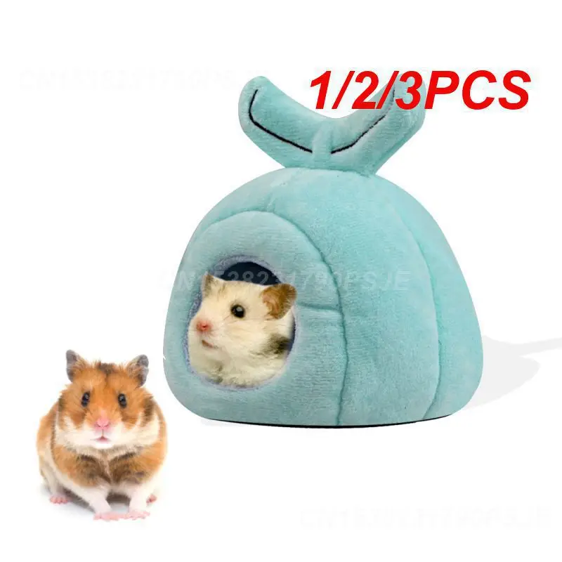 1/2/3PCS Pet Nest Hamster Hedgehog Winter Nest Soft Comfortable Small Animals Warm Cage Cave Bed Little Whale Tail Shaped Cotton