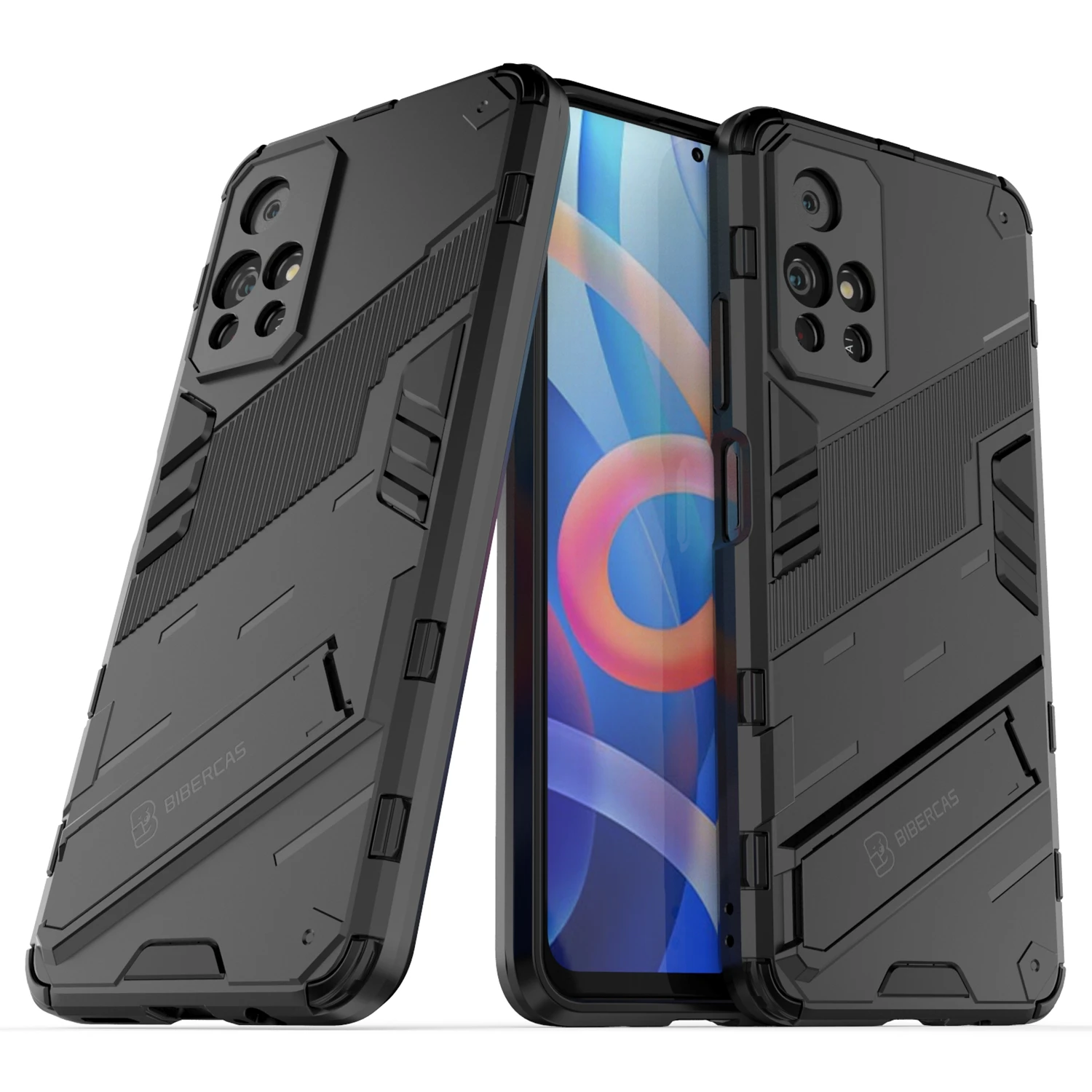

For Xiaomi Redmi Note 11 5G (China) (MediaTek)/Note 11T 5G/Note 11S 5G Cover with Kickstand TPU + PC Phone Case - Black