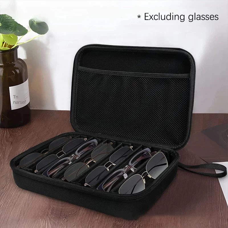 6Grid7Grid8Eyeglass storage bag, sunglasses storage box with Velcro and card slot, eyeglass pouch wholesale Portable black trave image 3