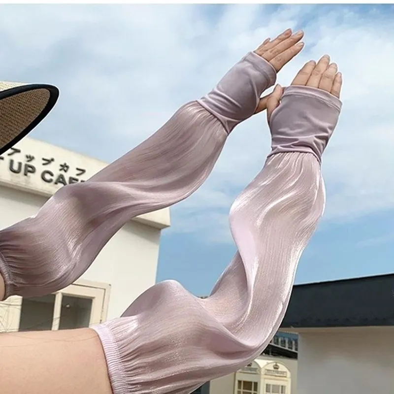 

Ice Anti-sunburn Sleeve Summer Uv Solar Arm Sleeves Ice Silk Sun Protection Loose Long Sleeve Women's Cycling Driving Sleeves