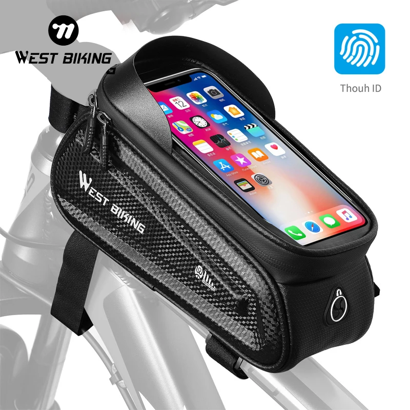 WEST BIKING Bicycle Bag High Quality 6 Inch Touchscreen Mobile Phone Case EVA Waterproof Top Tube Frame Bag Cycling Accessories