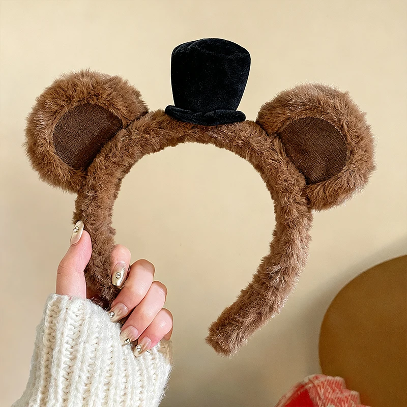 

Cute Plush Bear Ear Headband Women Girl Birthday Party Gathering Headpiece Adult Party Role Playing Accessories