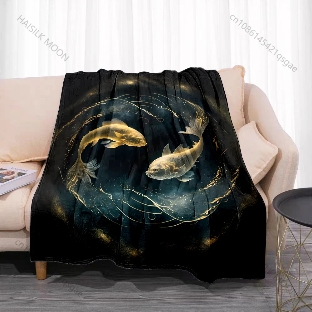 1PC Cosmic whale with fairytale cottage Print Blanket Flannel Material Soft Warm for All Seasons Home Outdoor Camping Picnics RV