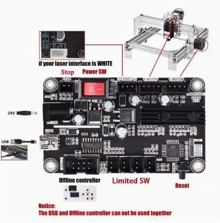 Grbl1.1 two axis laser engraving machine control board supports offline control of two axis plotter motherboard