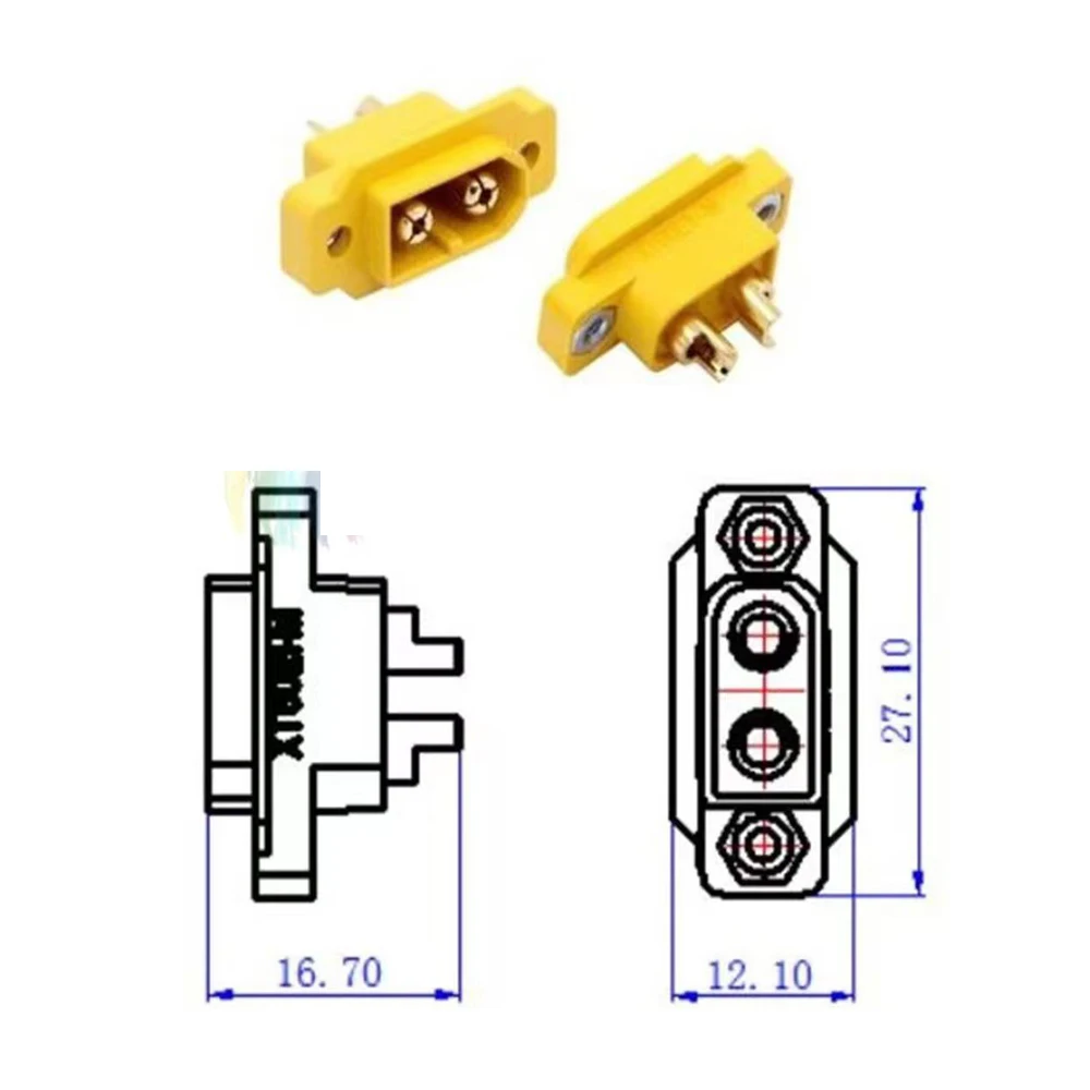 5Pcs Updated AMASS XT60E-M Mountable XT60 Male Plug Connector For Racing Models Multicopter Fixed Board DIY Spare Part