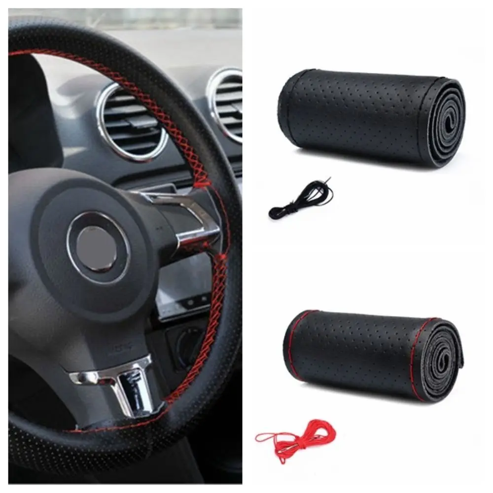 Microfiber Leather Steering Wheel Cover Soft Texture Durable Construction Hand-Stitched Steering Wheel Cover Breathable Material