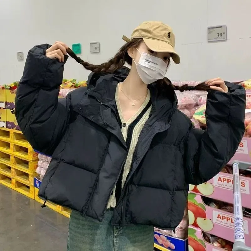 Women's clothing Down jacket New style Short style Winter Hooded Loose fit Duck down Thickened Warm Outerwear jackets for women