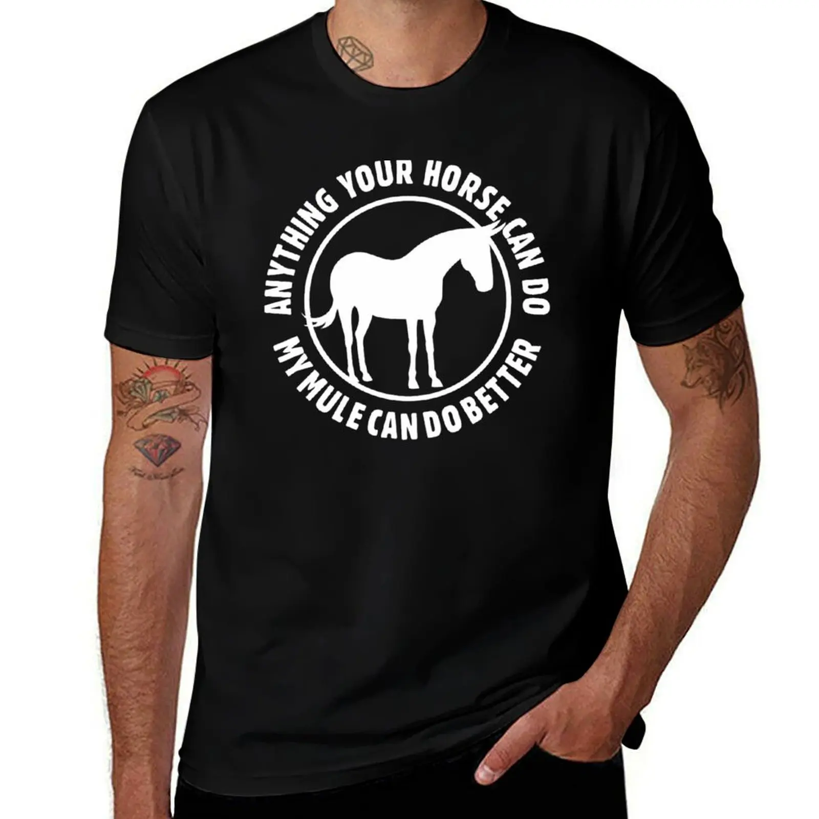 

Anything Your Horse Can Do, My Mule Can Do Better Nicker Stickers on Redbubble T-Shirt