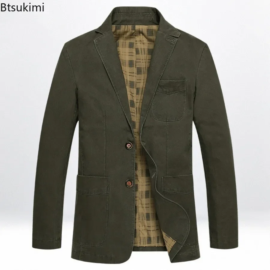 Jaqueta de blazer monocromática masculina, terno de algodão puro, jaqueta business casual fina masculina, streetwear plus size, nova moda