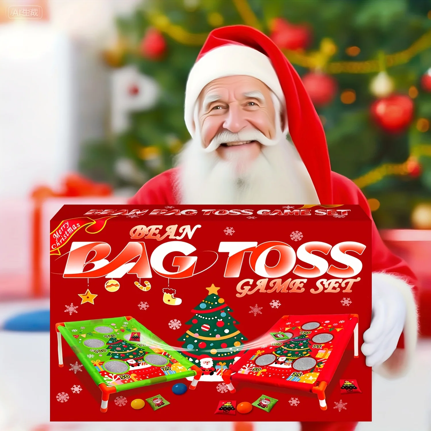 Christmas Bean Bags Toss Carnival Games Cornhole Outdoor Toys for Kids Backyard Game Sports Lawn Yard Games Xmas Birthday Gift