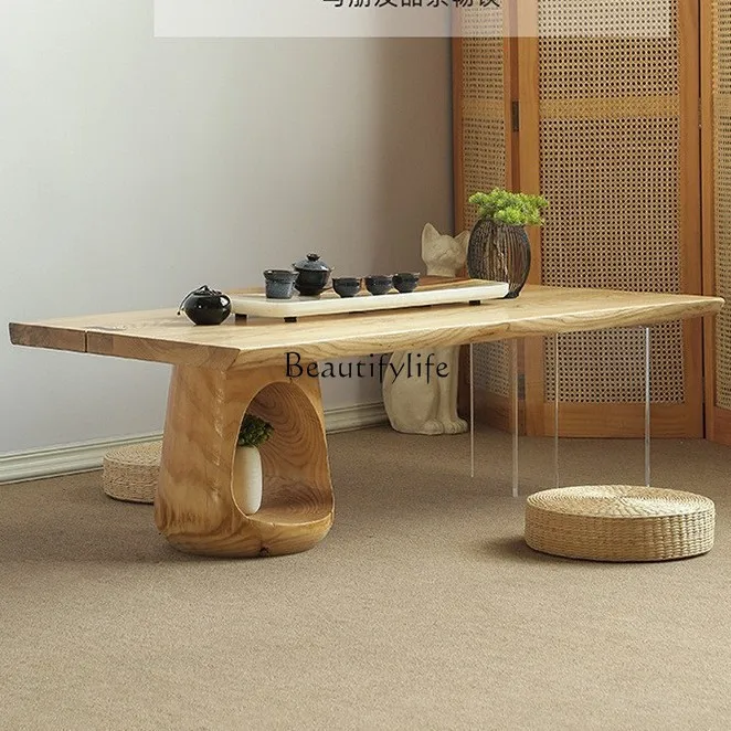 

02*Japanese solid wood acrylic suspended coffee table household living room low table