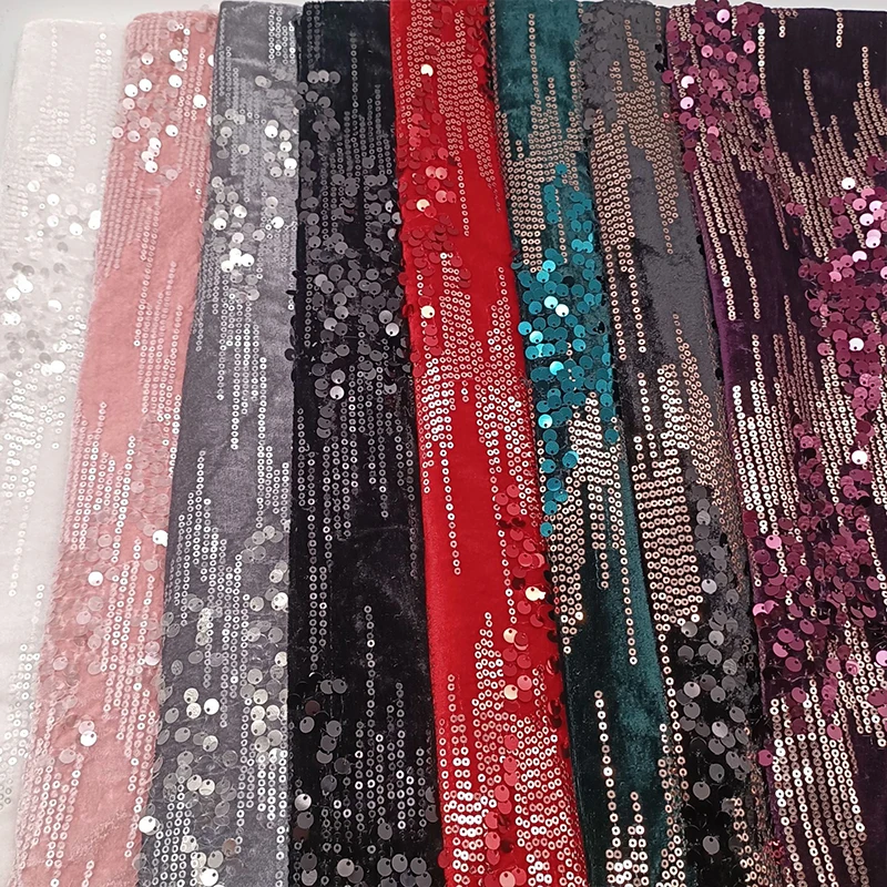 Black White Pink Striped Sequin Velvet Elastic Base Fabric Two Tone Sequins for Shiny Stage Costume Suit Dress Shoes Hat Sewing