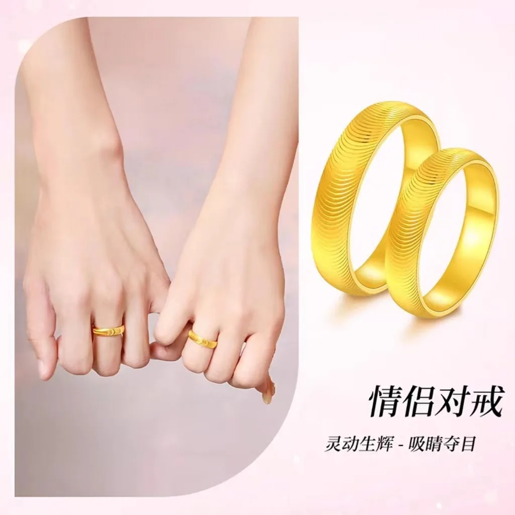 

24K Gold AU999 Cat's Eye Minimalist Couple Rings - Premium gold, daily-wear friendly, delicate cat's eye, symbolizes love