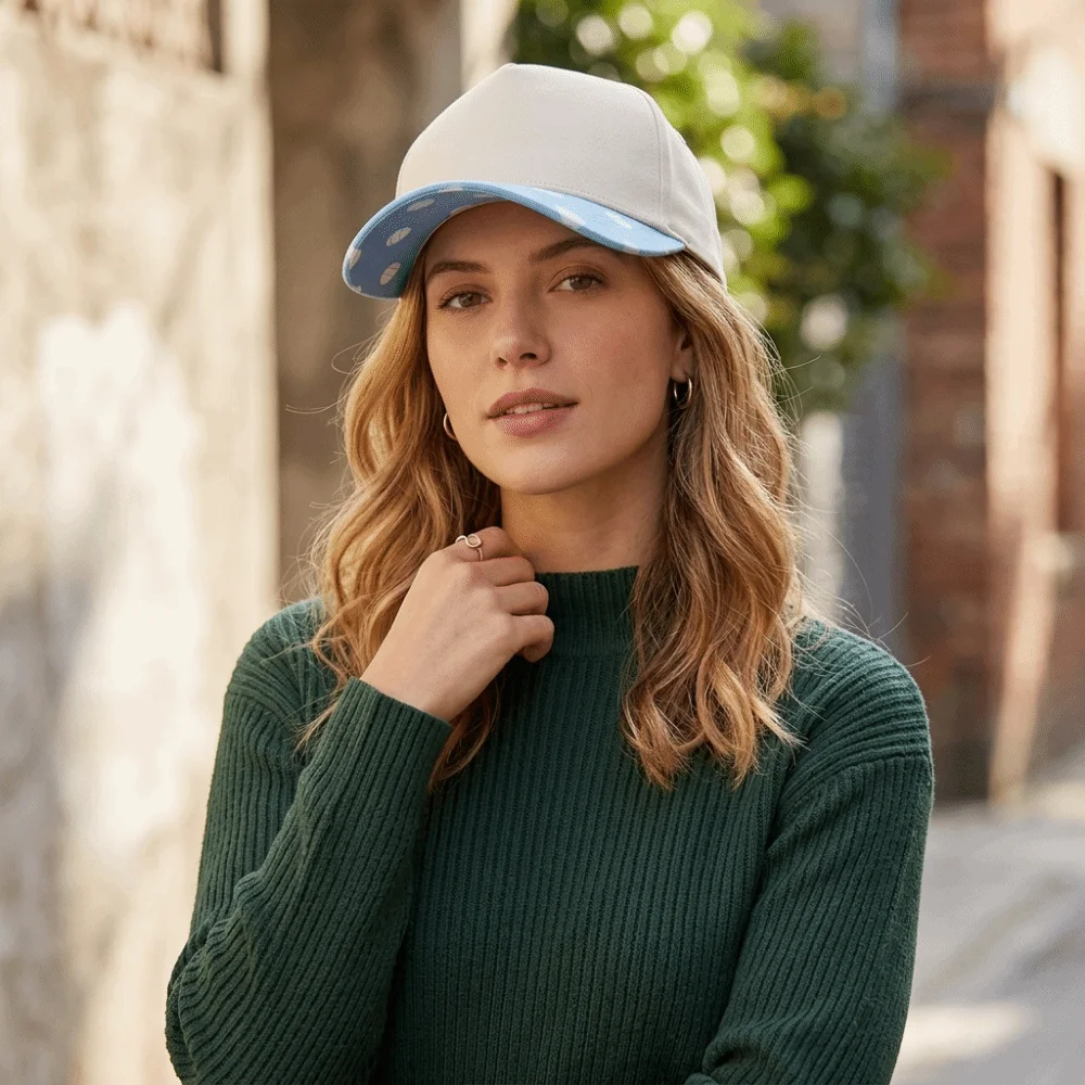 New Polka Dot Baseball Hats Striped Sun Protection Peaked Cap Curved Breathable Trucker Hat Casual Wear