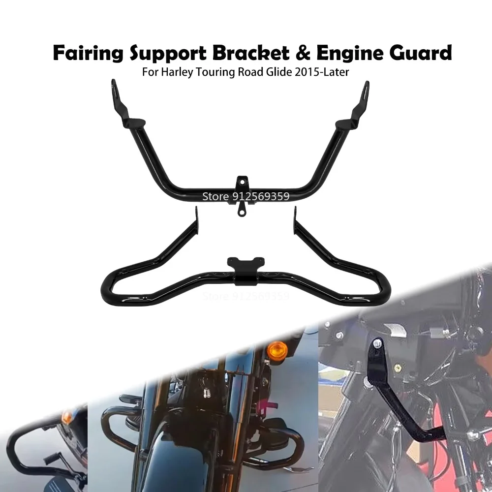 Motorcycle Chopped Engine Guard Fairing Support Bracket Highway Crash Bar For Harley Touring Road Glide FLTRX FLTRXS 2015-Later