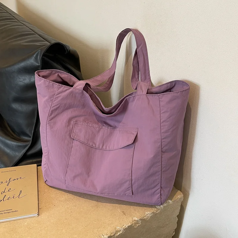 Bolso grande informal para mujer, novedad de 2024, bolso de hombro portátil de lona Simple a la moda, bolso de mano para ir al trabajo de gran capacidad