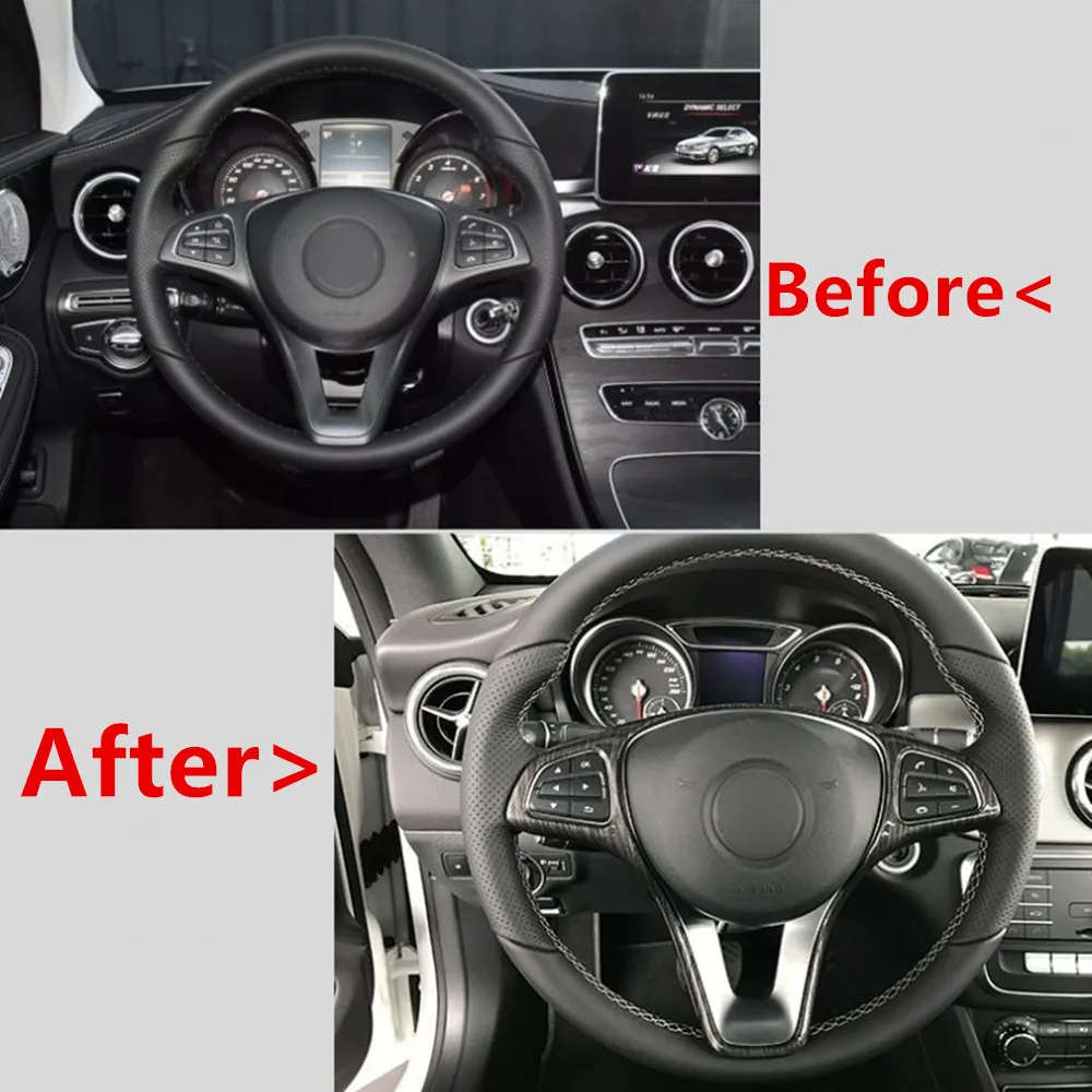 

For Mercedes Benz A B C E GLA GLC CLA GLE GLS Class W246 W205 W213 X253 X156 Car Steering Wheel Cover Decoration Trim