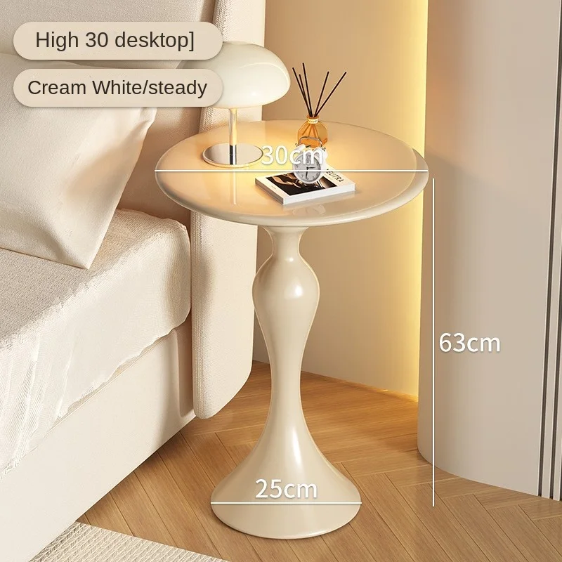 Realife European Style Bedside Cabinet Simple Modern Home Bedroom Iron Small Round Cream Edge Replacement Creative Storage Rack
