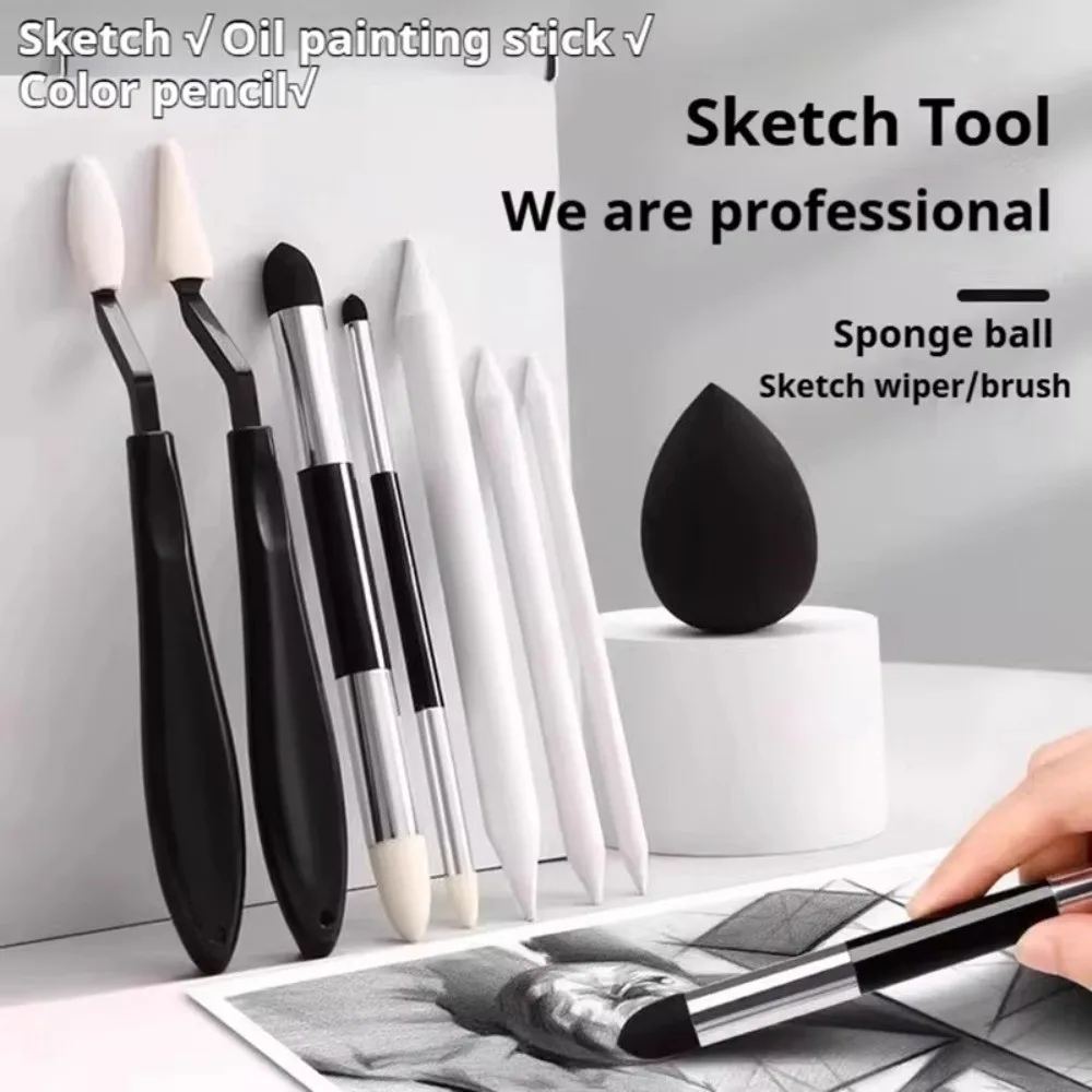 

New Artist Blending Sponge Pens Dual-Tip Washable Pastel Stumps Art Foam Blenders Versatile Sketch Brushes For Drawing Painting