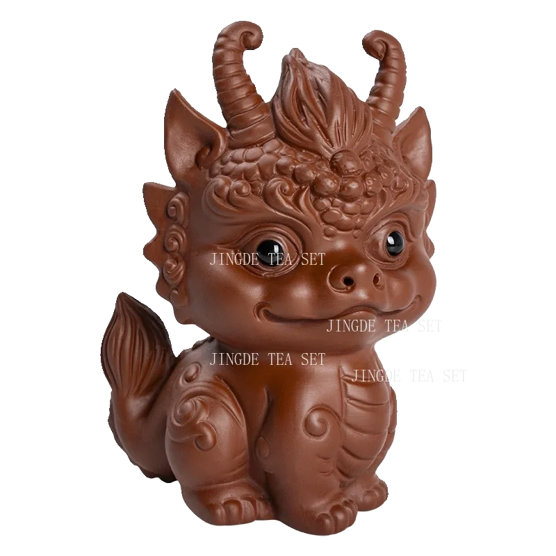 Boutique Purple Clay Tea Pet Lucky Fortune Animal Statue Ornaments Tea Figurine Crafts Handmade Tea Table Decoration Gifts