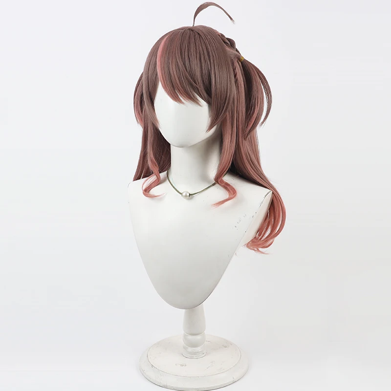 Natsuiro Matsuri Cosplay Wig Vtuber Brown Pink Synthetic Hair Heat Resistant Halloween Role Play Carnival Party + Free Wig Cap - view 3