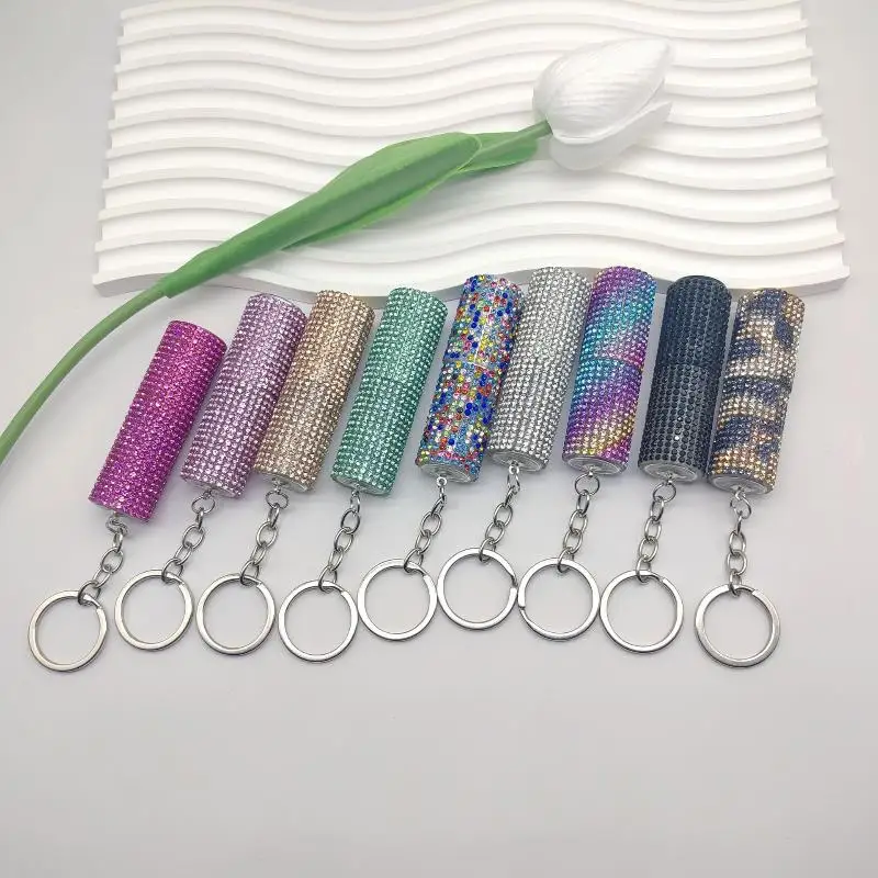 1Pcs 5ml Perfume Sub Bottle Keychain Colorful Ornament Pendant For Women Men Gift Portable Press Spray Keyring Luxury Rhinestone