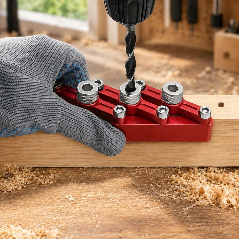 Precision Wood Doweling Jig with Self-Centering Locator and Drill Sleeves for Accurate Joint Assembly, Compatible with 3-10mm