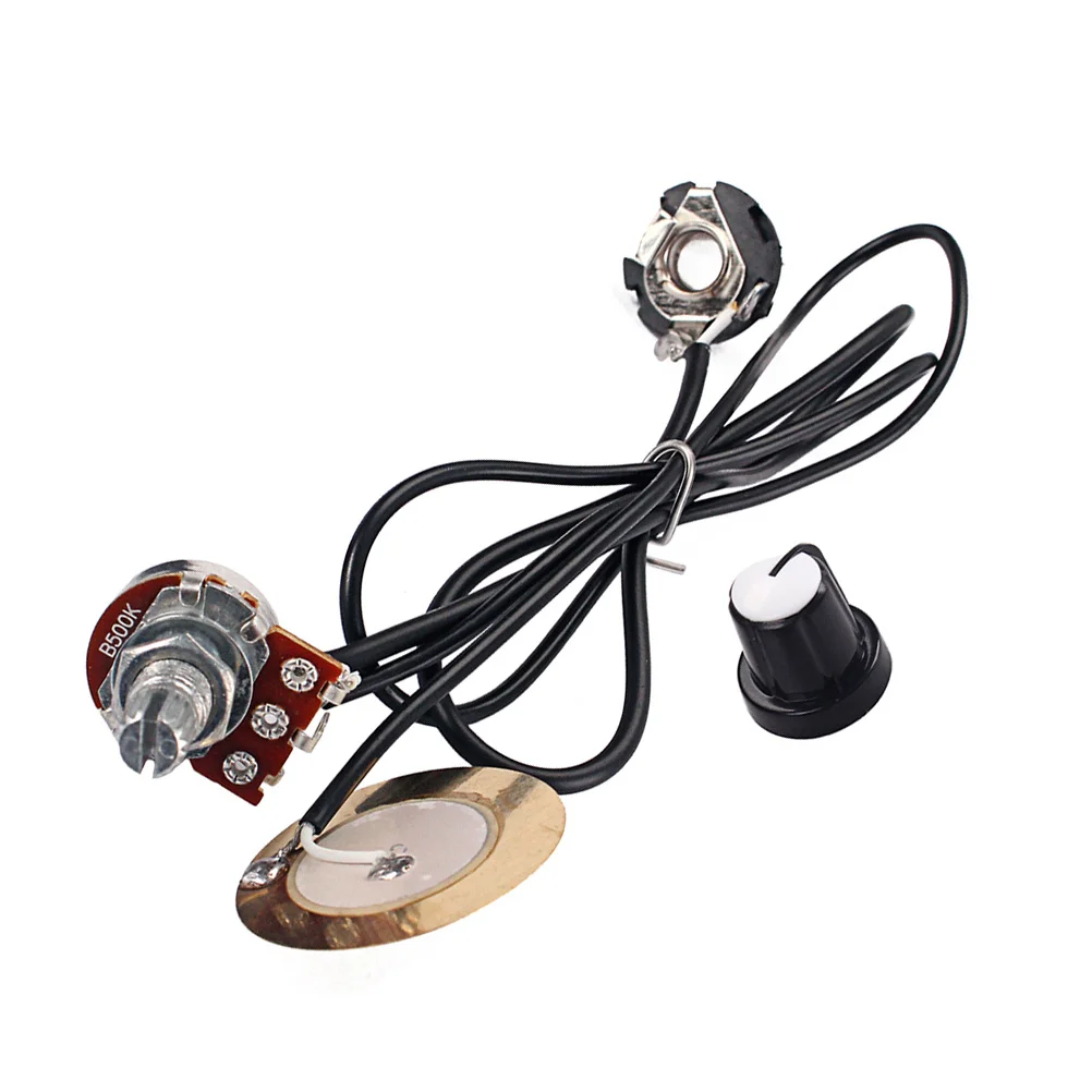 

1 Set 27mm Guitar Pickup Piezo B500K Potentiometer Transducer Amplifier with Output Jack and Round for Acoustic Guitar