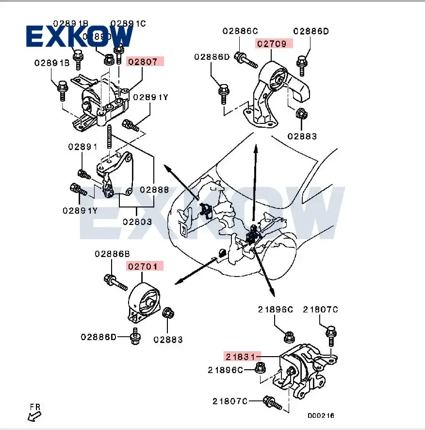 4PC Engine Mounting Bracket Set for Mitsubishi Outlander CW4W CW5W Lancer CX5A CY5A ASX GA2W MN101574 MN101572 MN184355 MN101441