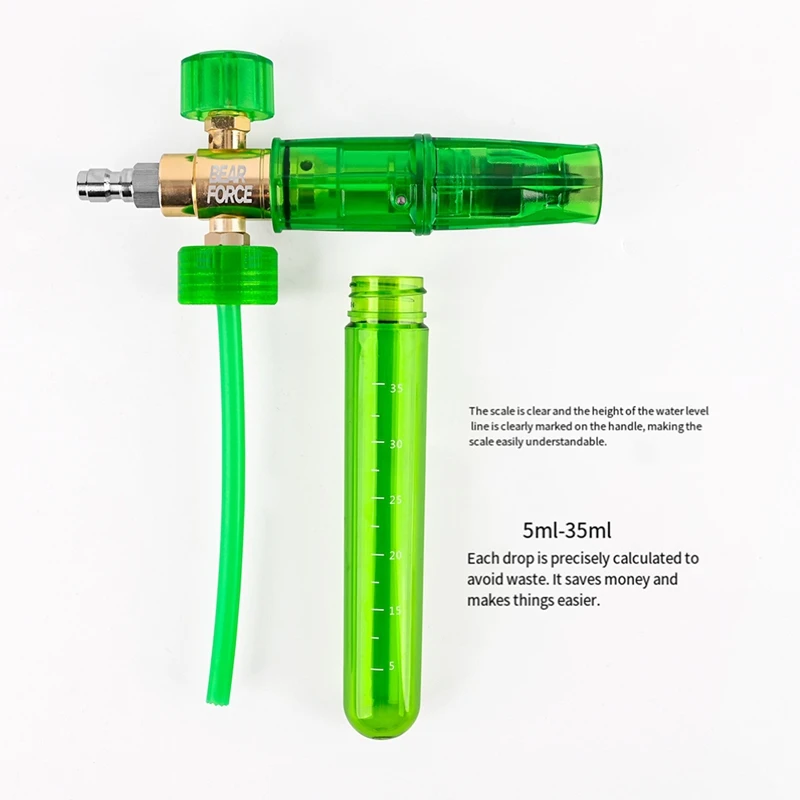 A03F Pressure Mini Foam Cannon Pro 1/4 Quick Connector Car Wash Soap Dispenser Thick Foam Green 35ml