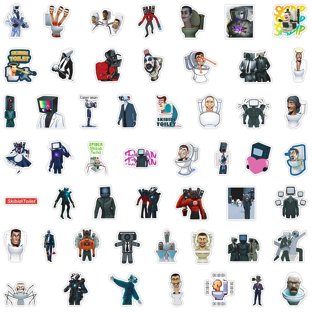 10/30/50 Stuks Cool Skibidi Toiletspelstickers Stickers Diy Laptop Telefoon Notebook Bagage Skateboard Gitaar Kid Speelgoed Grappige Sticker