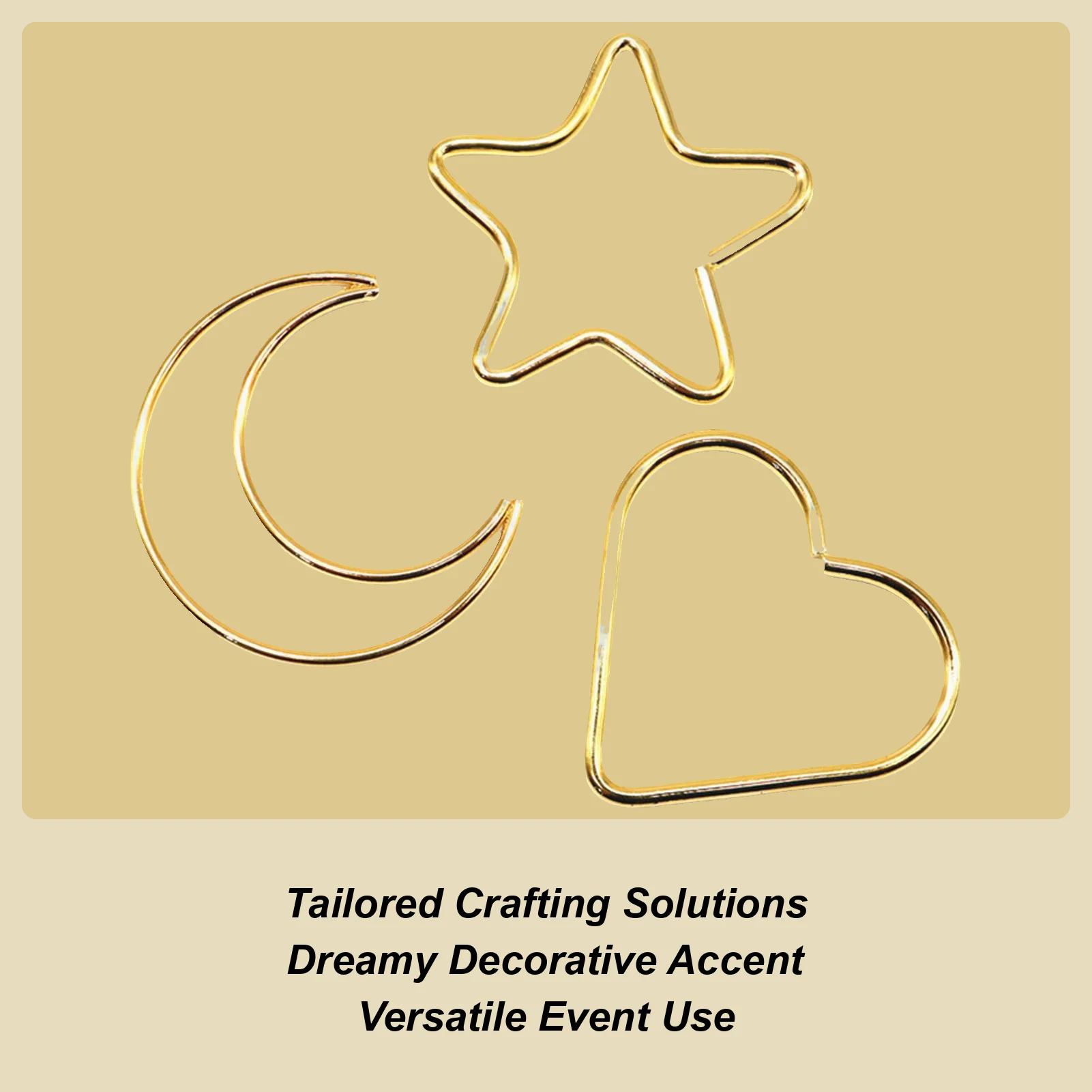 Metal Rings for Crafts 4 Pieces Gold Moon Ornaments Christmas Pentagram Heart Dream Catcher Supplies for Holiday Home Art