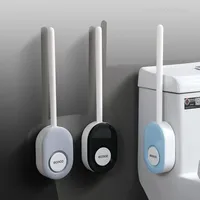 Ecoco Toilet Brush  Wall Mounted No Punching Toilet Cleaning Brush Soft Hair Silicone Home Cleaner Toilets Bathroom Accessories