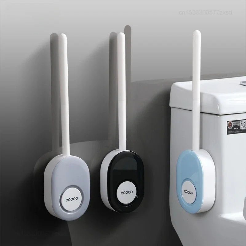 Ecoco Toilet Brush  Wall Mounted No Punching Toilet Cleaning Brush Soft Hair Silicone Home Cleaner Toilets Bathroom Accessories