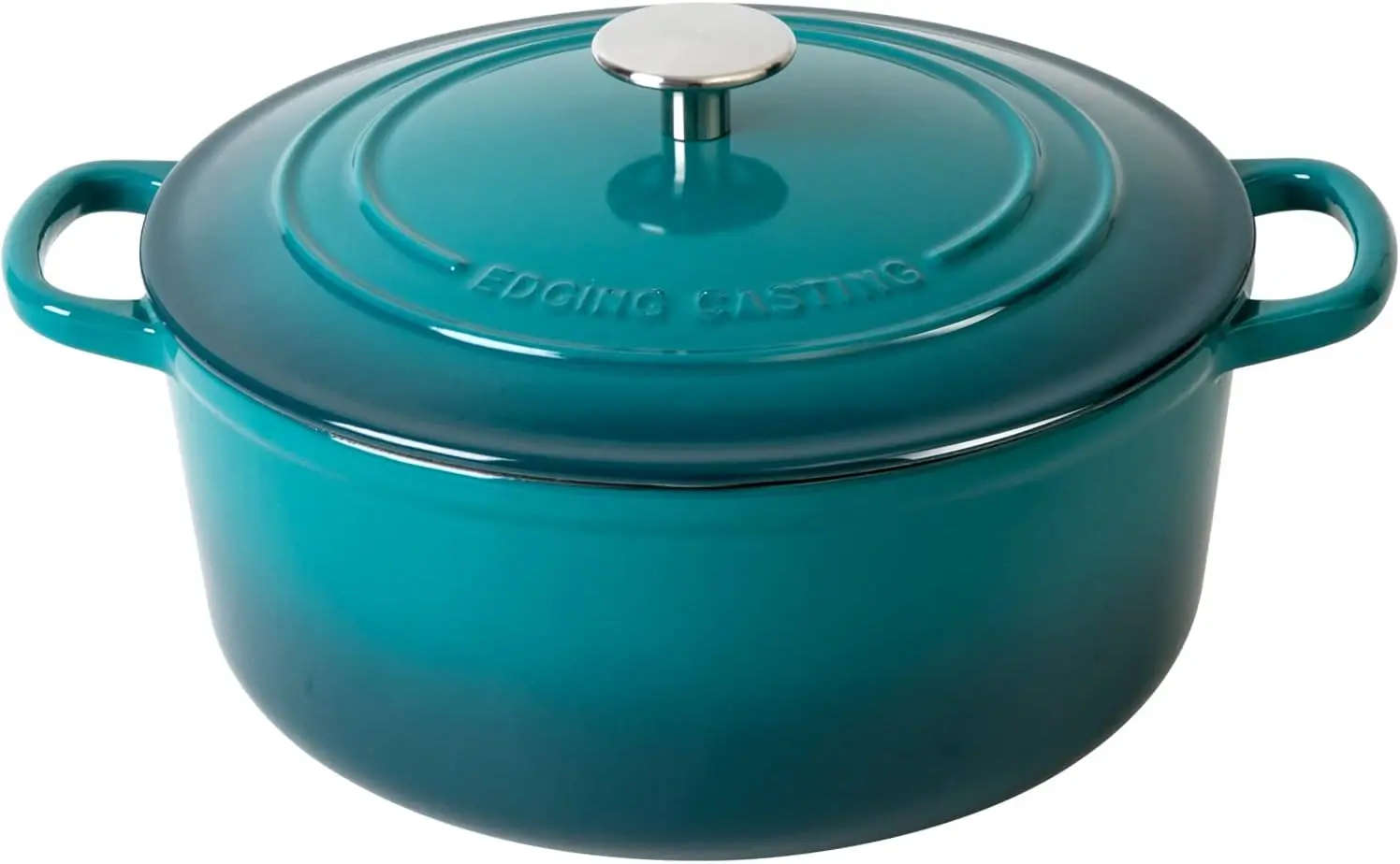 

5.5 Quart Enameled Cast Iron Dutch Oven with Lid, Dual Handle, Darkcyan