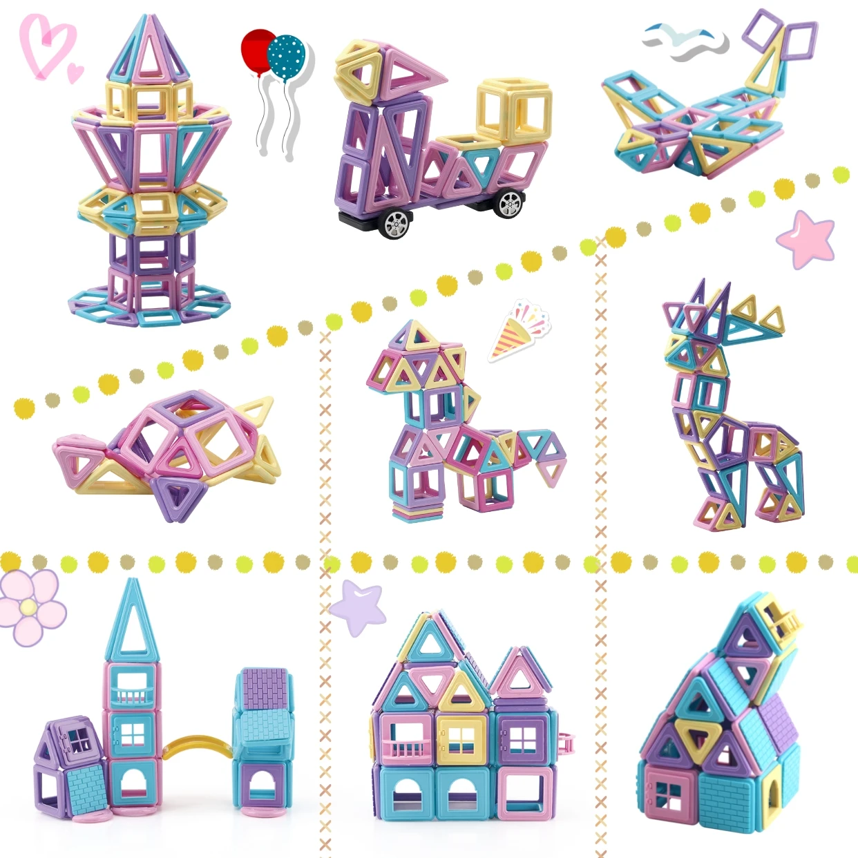 164-delige magnetische bouwstenen set educatief speelgoed voor kinderen creatieve en creatieve bouwpakket unisex